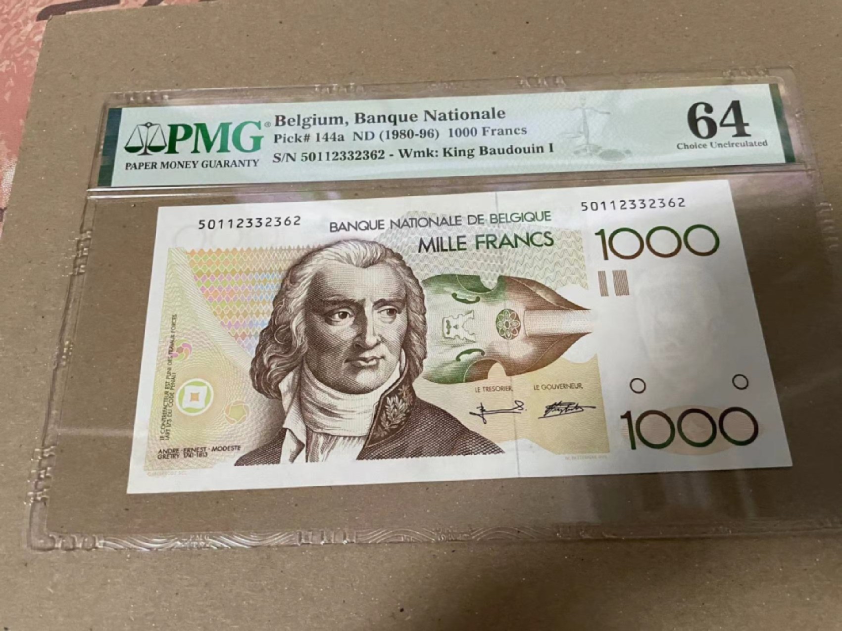【Blue Auction】✨世界纸币精拍第212期  【无47】比利时 1980-96年1000法郎 PMG64