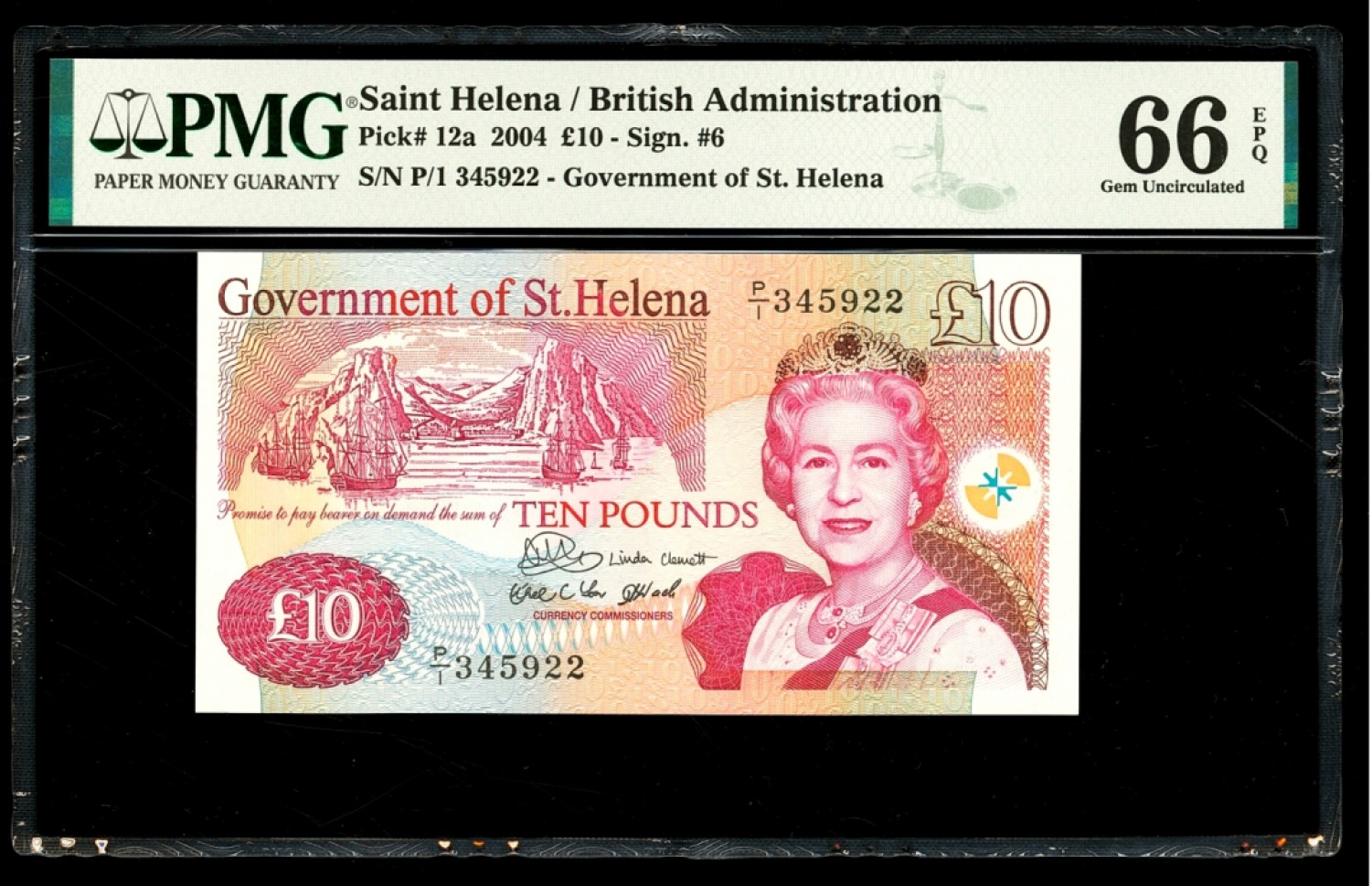 【Blue Auction】✨世界纸币精拍第212期  圣赫勒拿 2004年10镑 p12a PMG66EPQ 女王纸币