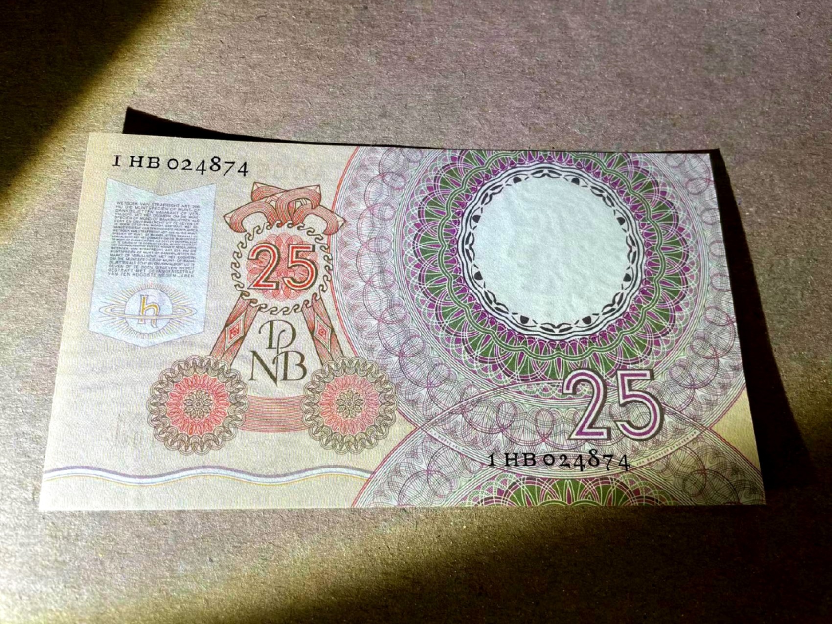 【Blue Auction】✨世界纸币精拍第212期  荷兰 1955年25盾 惠更斯 设计精美 原票 AU+品相