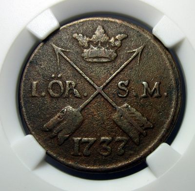 瑞典铜币,厚重铜币,1737,弗雷德里克一世,1欧尔,约30mm,13.7g,自打标签盒子R3511jx - 瑞典铜币,厚重铜币,1737,弗雷德里克一世,1欧尔,约30mm,13.7g,自打标签盒子R3511jx