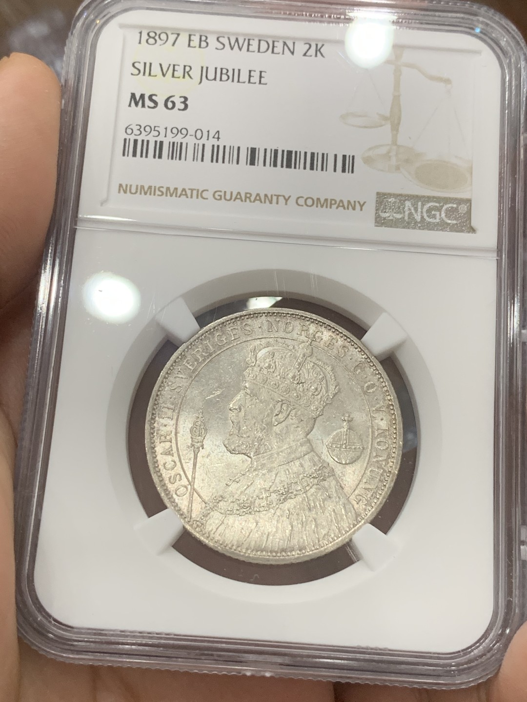 《竞宝斋》第83场-本周日，周一2场连拍（全场不限金额包邮） NGC-MS63 瑞典1897年 加冕2克朗 大银币 顶级原光好品 非常漂亮