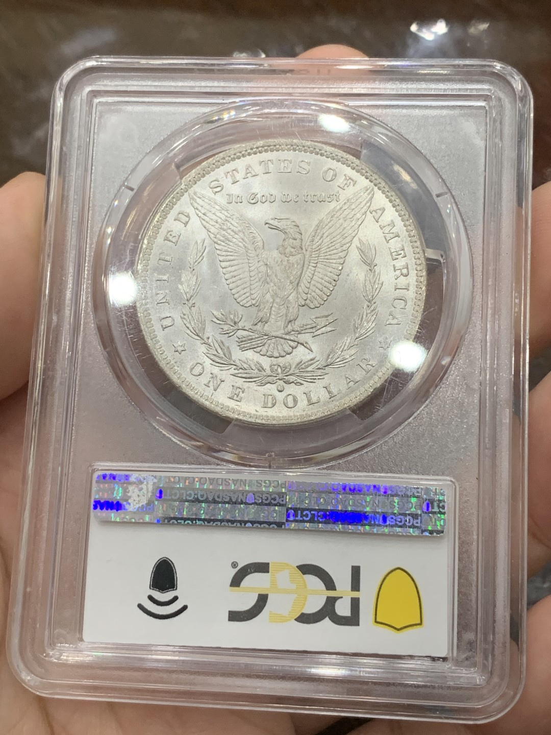 《竞宝斋》第83场-本周日，周一2场连拍（全场不限金额包邮） PCGS-MS64 美国 1884年O版 1美元 五彩摩根银币 原光转光 极佳视觉效果