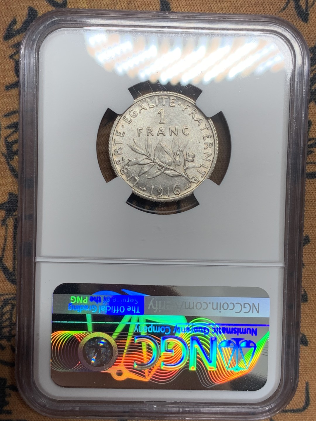 《竞宝斋》第83场-本周日，周一2场连拍（全场不限金额包邮） NGC-MS64 法国1916年 播种女神 1法郎银币 顶级原光好品