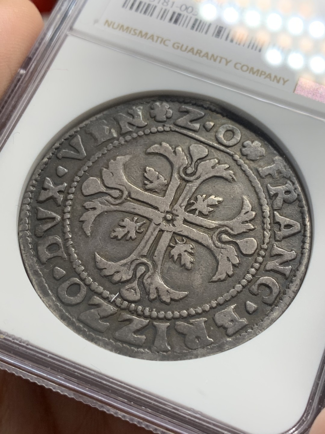 《竞宝斋》第83场-本周日，周一2场连拍（全场不限金额包邮） NGC-VF 意大利1641年 威尼斯1斯库多 十字大银币 原味老包浆 非常稀少的品种