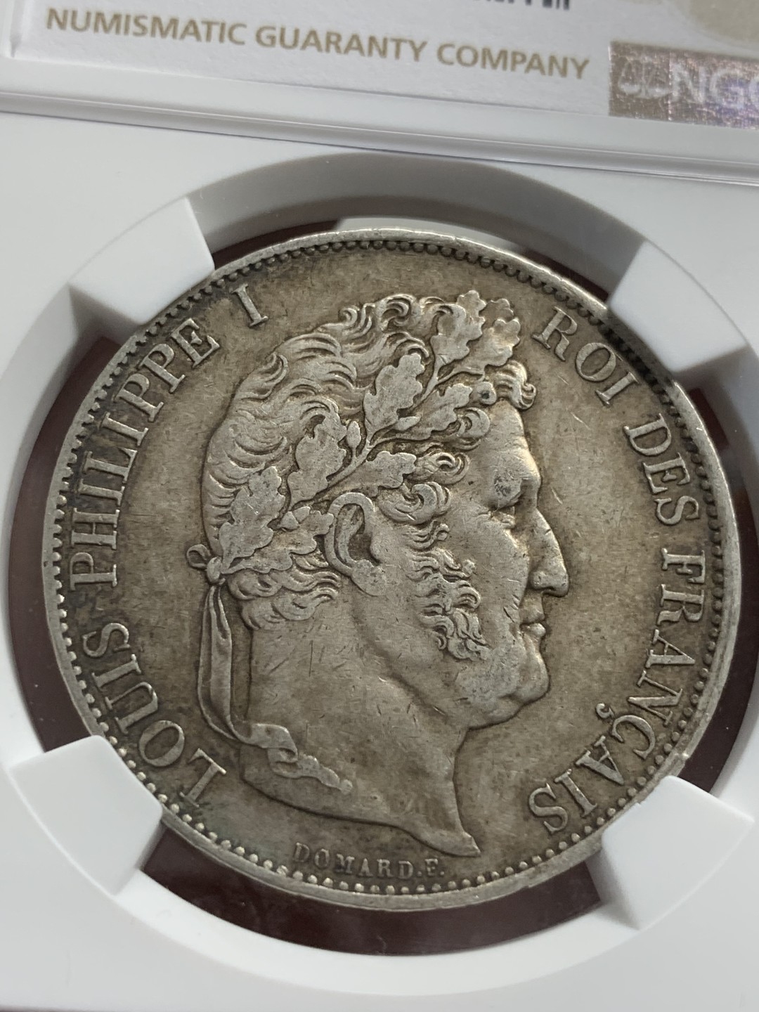 《竞宝斋》第83场-本周日，周一2场连拍（全场不限金额包邮） NGC-XF45 法国1844-W年 菲利普一世 5法郎大银币 细节清晰 传世老包浆