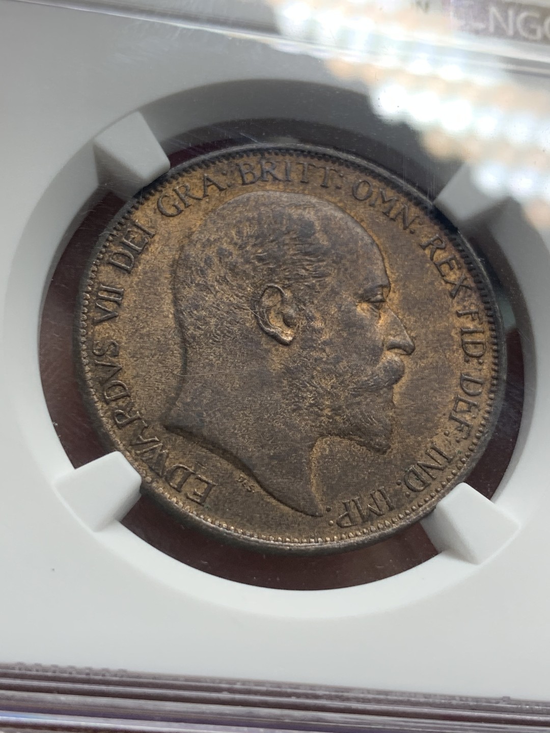 《竞宝斋》第83场-本周日，周一2场连拍（全场不限金额包邮） NGC MS63RB 英国1902年 爱七 1便士大铜币  原铜光  细节锐利