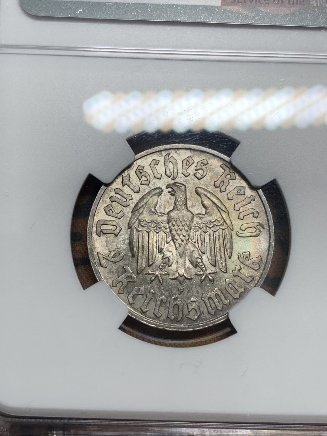 《竞宝斋》第83场-本周日，周一2场连拍（全场不限金额包邮） NGC-MS63 德国 1933年 马丁路德纪念2马克银币 稀少F厂 转光彩色包浆 细节清晰 值得收藏