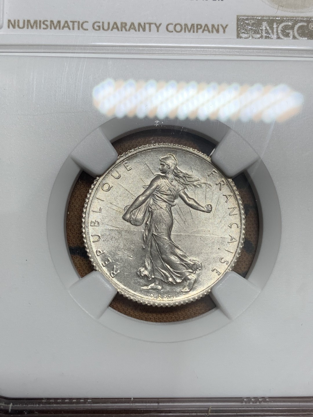 《竞宝斋》第83场-本周日，周一2场连拍（全场不限金额包邮） NGC-MS64 法国1916年 播种女神 1法郎银币 顶级原光好品