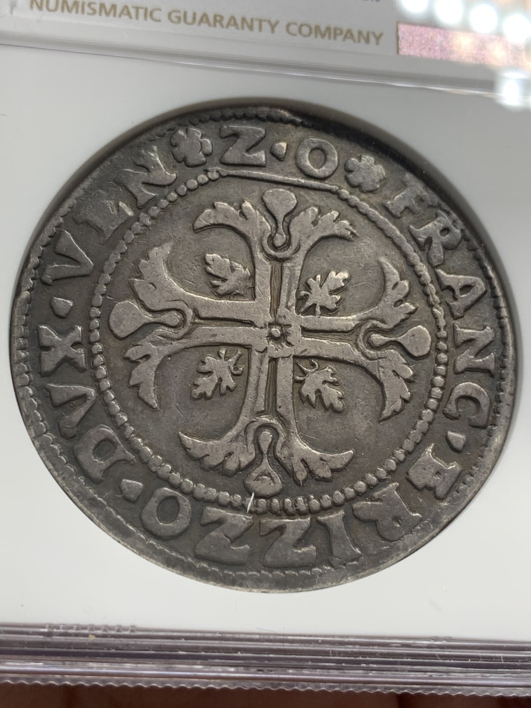 《竞宝斋》第83场-本周日，周一2场连拍（全场不限金额包邮） NGC-VF 意大利1641年 威尼斯1斯库多 十字大银币 原味老包浆 非常稀少的品种