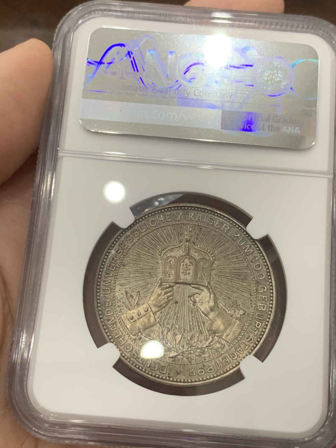 《竞宝斋》第83场-本周日，周一2场连拍（全场不限金额包邮） NGC MS62德国1897年威廉一世100周年诞辰纪念镜面银章