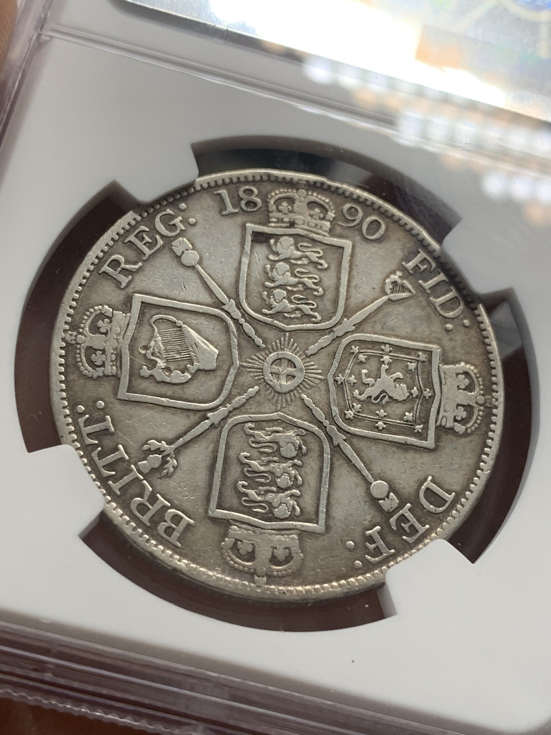 《竞宝斋》第83场-本周日，周一2场连拍（全场不限金额包邮） NGC-VFD 英国维多利亚 1887年 4先令 双福林 银币 