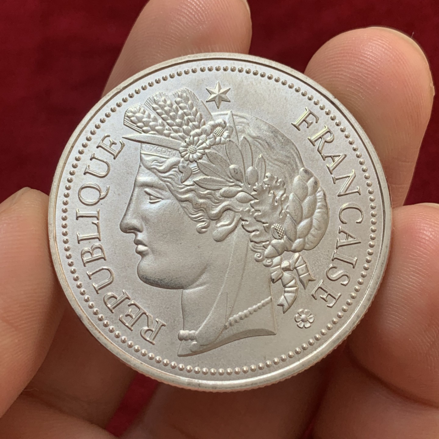 《竞宝斋》第83场-本周日，周一2场连拍（全场不限金额包邮） 法国 章 现代章 材质不明 40mm直径 30.1克 细节见图