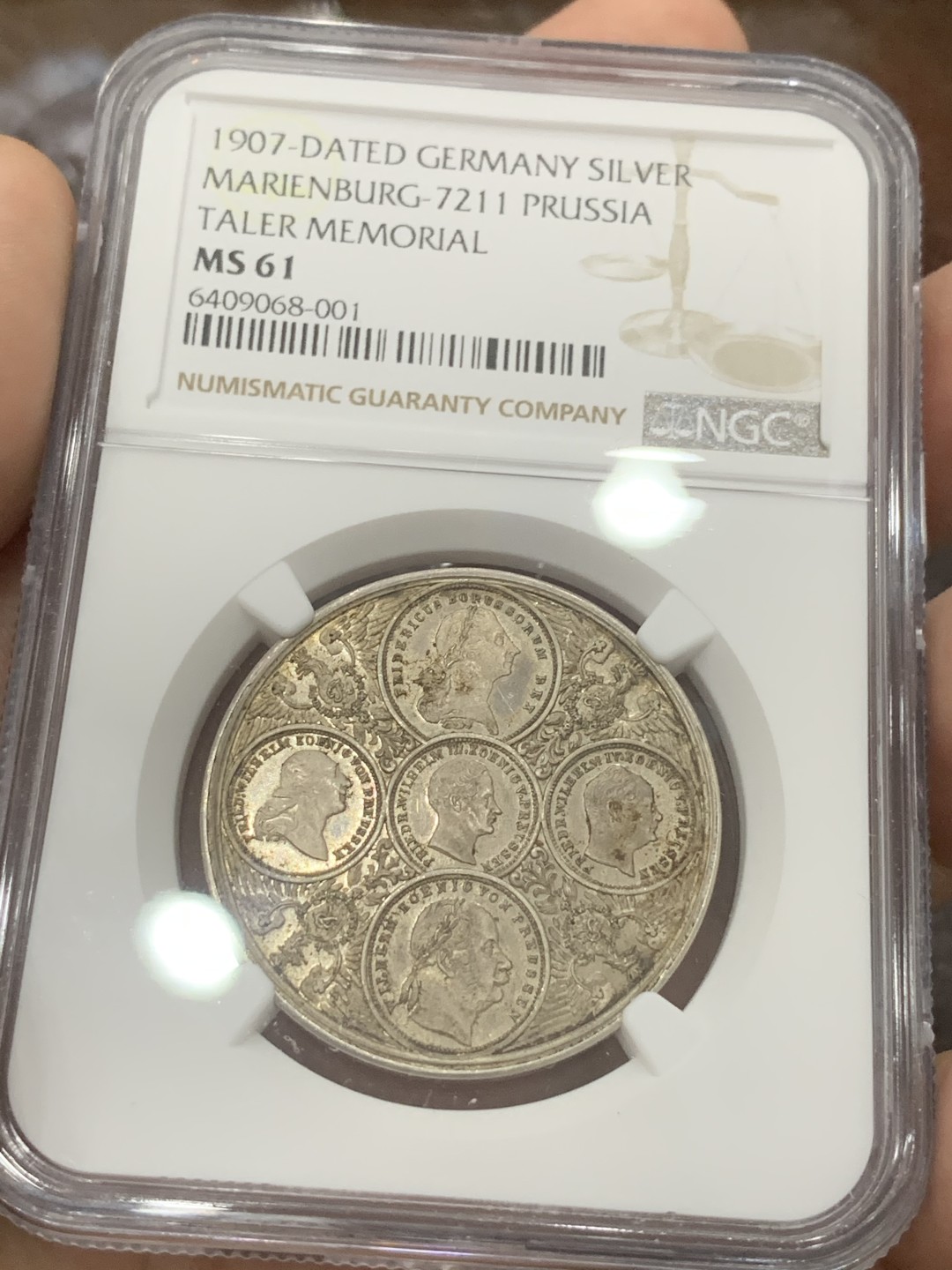 《竞宝斋》第83场-本周日，周一2场连拍（全场不限金额包邮） NGC MS61德国普鲁士1907年霍亨索伦皇室五皇纪念泰勒型银章