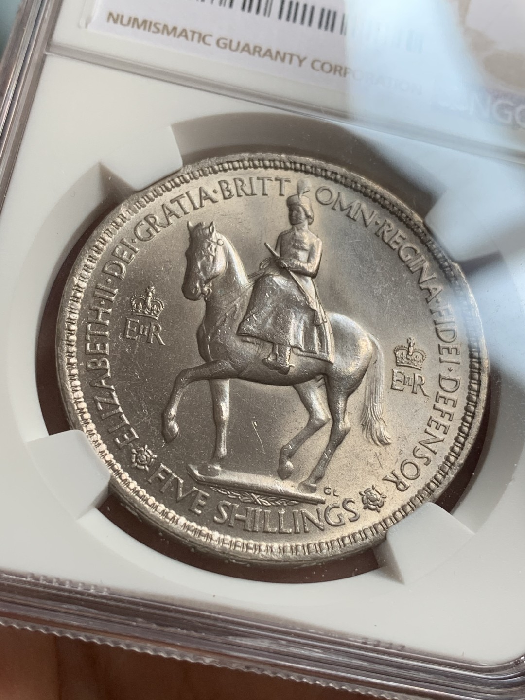 《竞宝斋》第83场-本周日，周一2场连拍（全场不限金额包邮） NGC-MS63 1953年 伊丽莎白二世登基克朗 明年为其登基70周年 潜力品种