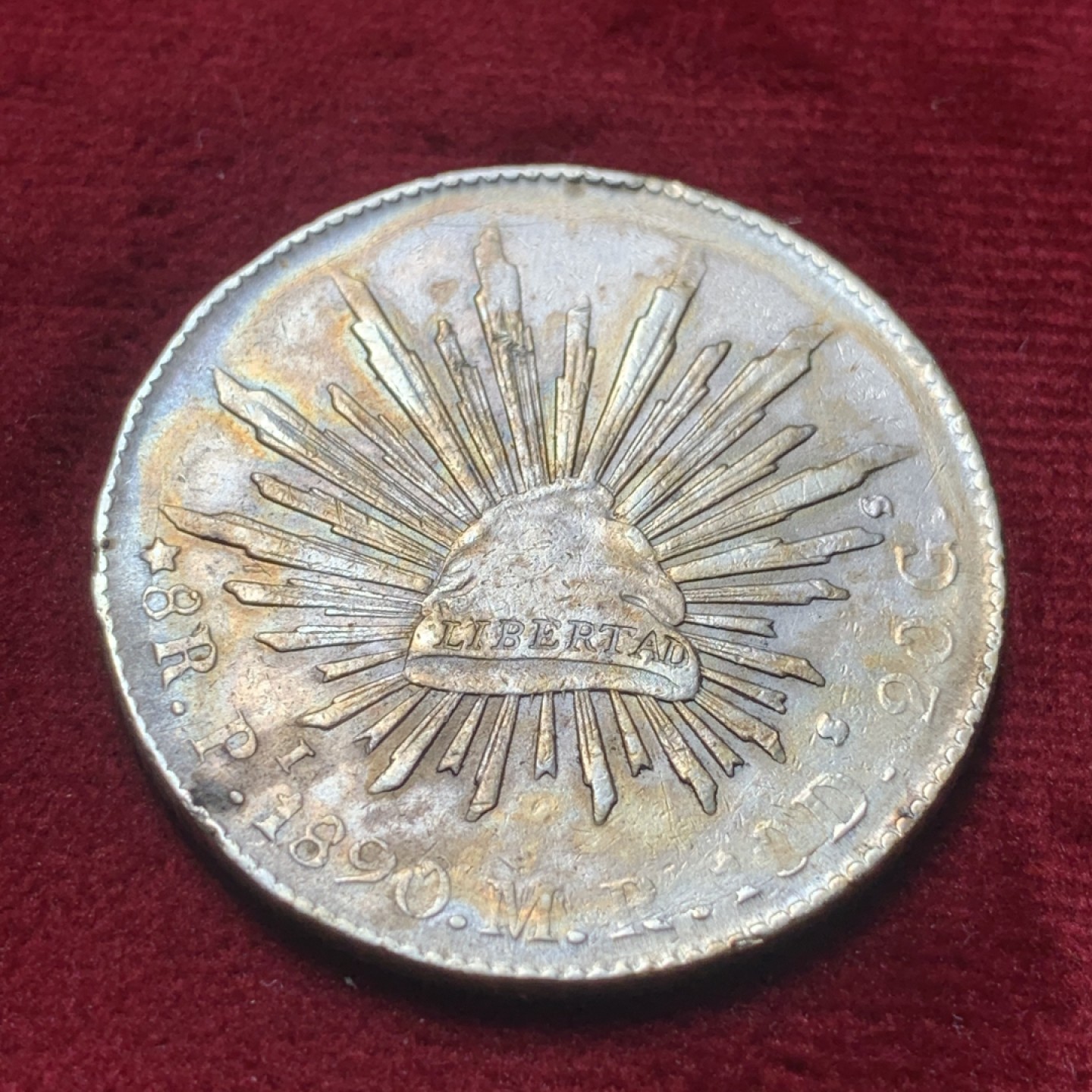 《竞宝斋》第83场-本周日，周一2场连拍（全场不限金额包邮） 墨西哥1890年Pi圣路易斯波托西厂 花边鹰洋8R 较少见厂名 品不错