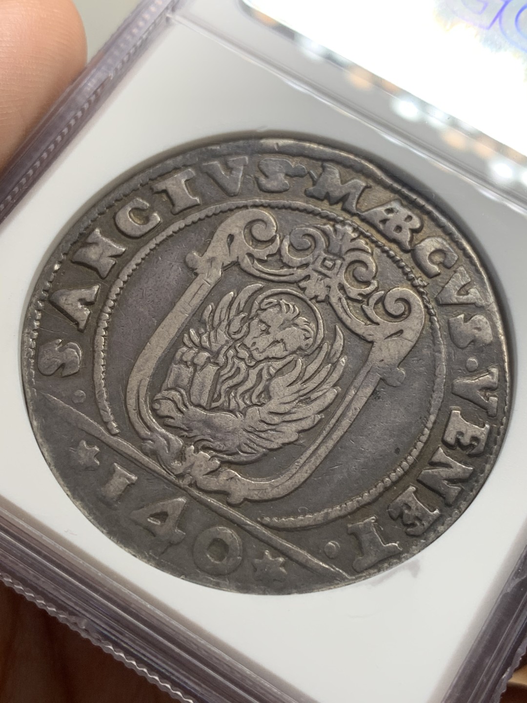 《竞宝斋》第83场-本周日，周一2场连拍（全场不限金额包邮） NGC-VF 意大利1641年 威尼斯1斯库多 十字大银币 原味老包浆 非常稀少的品种