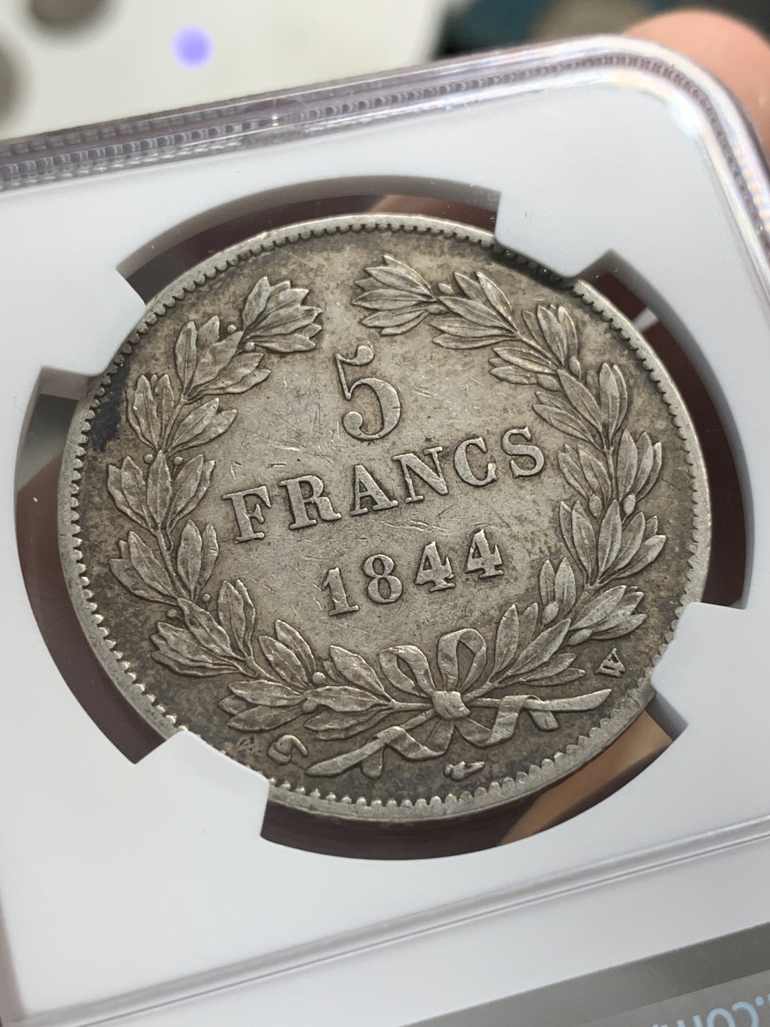 《竞宝斋》第83场-本周日，周一2场连拍（全场不限金额包邮） NGC-XF45 法国1844-W年 菲利普一世 5法郎大银币 细节清晰 传世老包浆