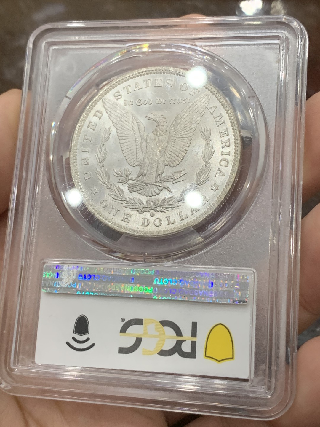 《竞宝斋》第83场-本周日，周一2场连拍（全场不限金额包邮） PCGS-MS64 美国 1884年O版 1美元 五彩摩根银币 原光转光 极佳视觉效果