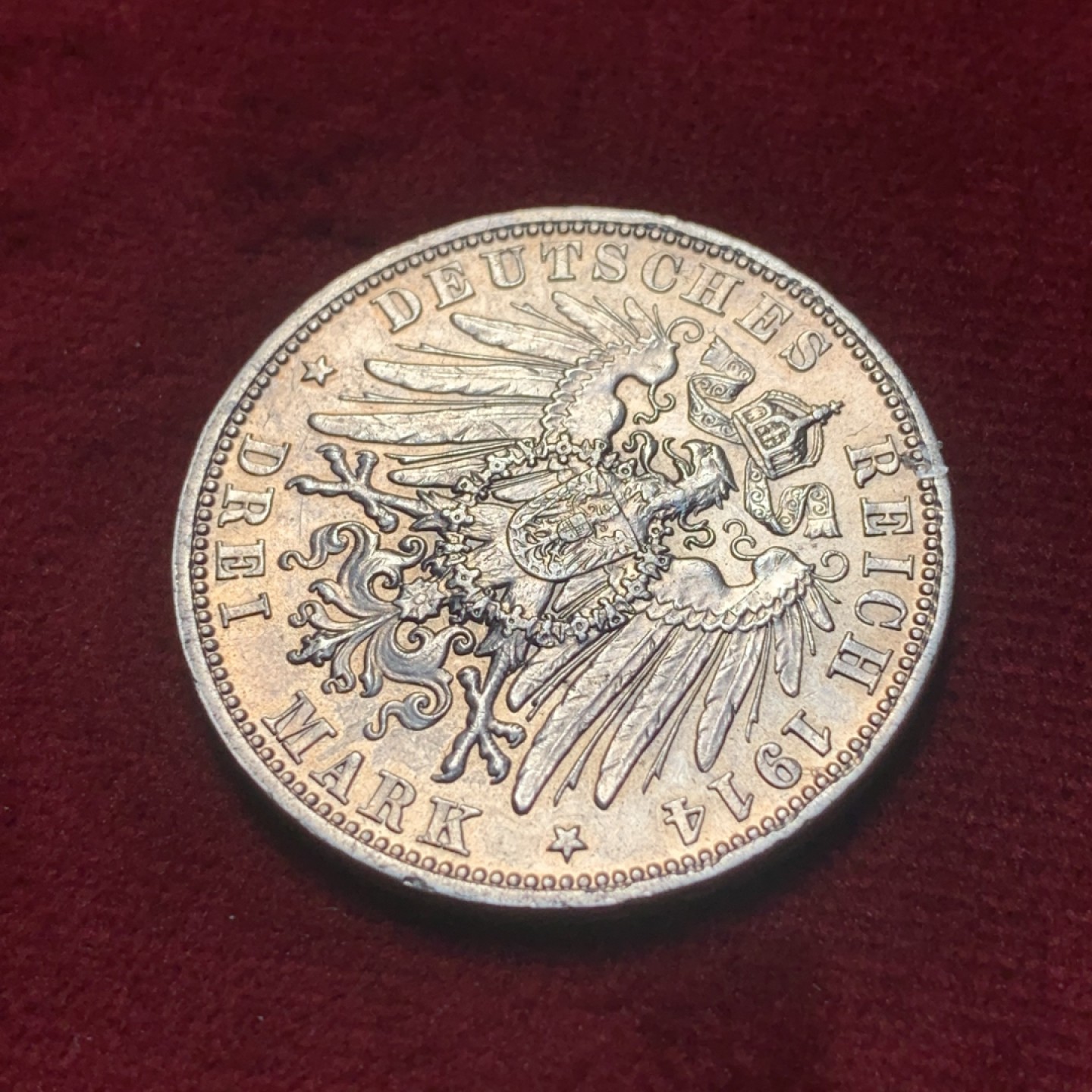 《竞宝斋》第83场-本周日，周一2场连拍（全场不限金额包邮） 1914年 巴伐利亚 3马克 银币