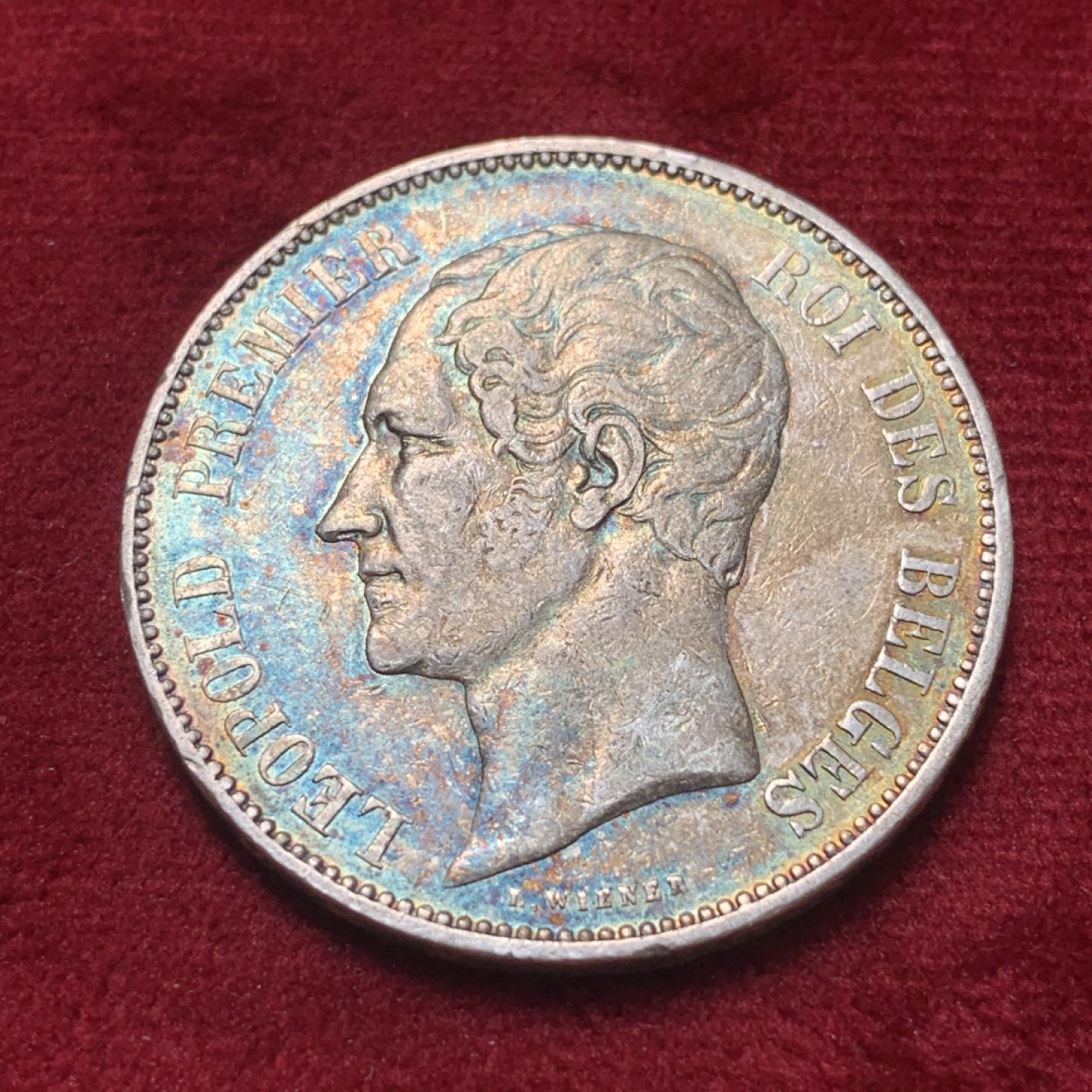 《竞宝斋》第83场-本周日，周一2场连拍（全场不限金额包邮） 1865年 比利时 5法郎 银币