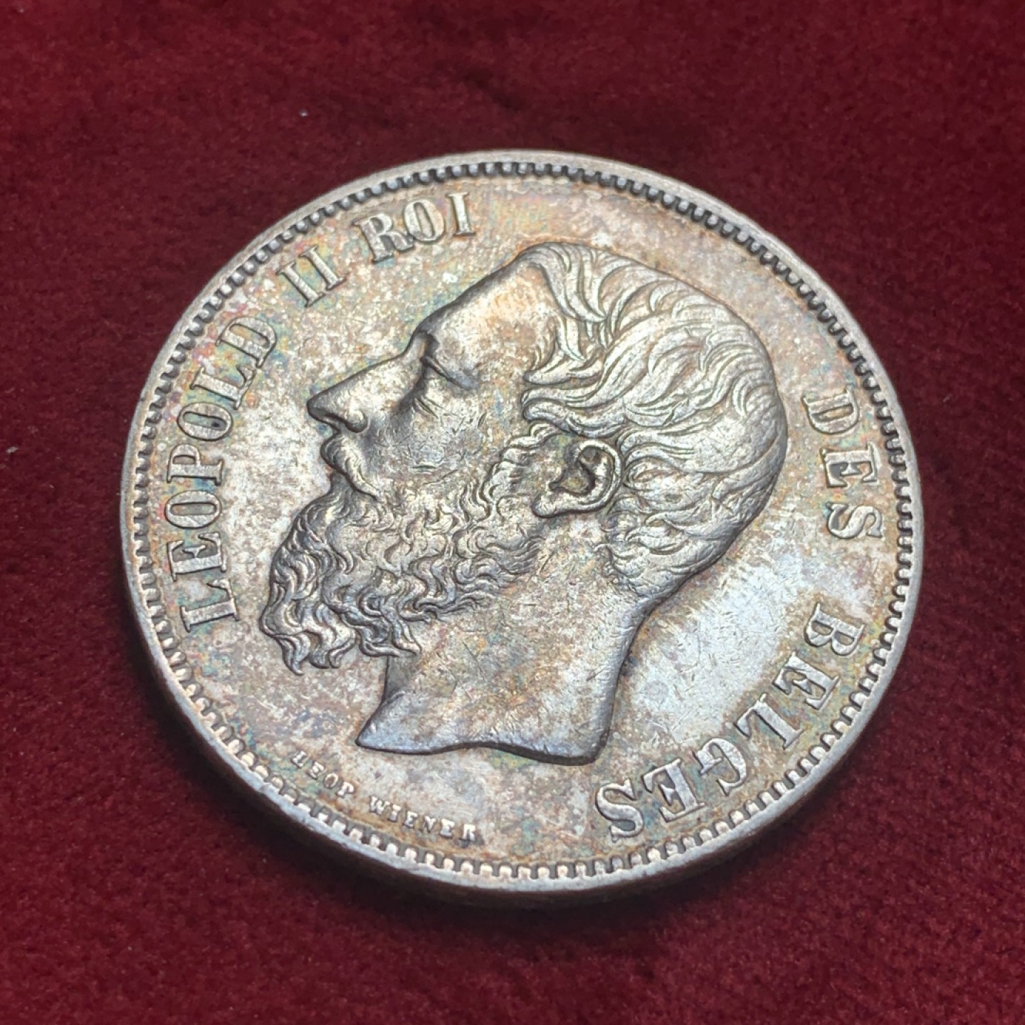 《竞宝斋》第83场-本周日，周一2场连拍（全场不限金额包邮） 1873年 比利时 5法郎 银币