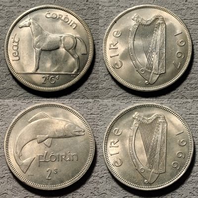 0起1加-纯粹捡漏拍-106场套币包邮场 - 爱尔兰1959-1968年9枚高品质原光套币-含复活节起义五十周年纪念银币