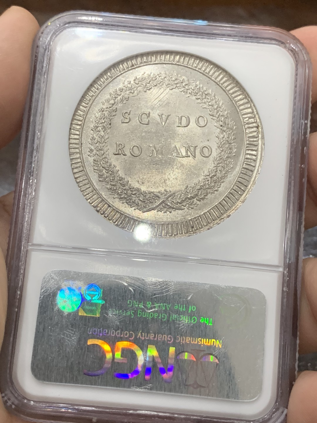 《竞宝斋》第83场-本周日，周一2场连拍（全场不限金额包邮） NGC MS64意大利罗马共和国1799年1scudo，存在极短的政权，只发行了一年。唯一最高分，保持了十几年。