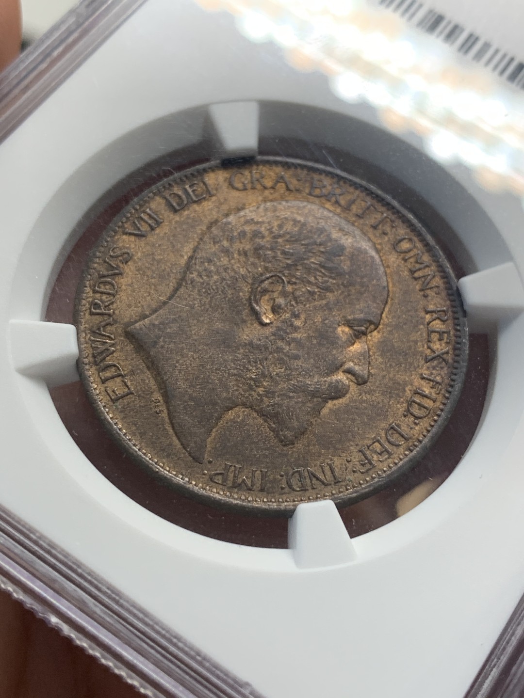 《竞宝斋》第83场-本周日，周一2场连拍（全场不限金额包邮） NGC MS63RB 英国1902年 爱七 1便士大铜币  原铜光  细节锐利