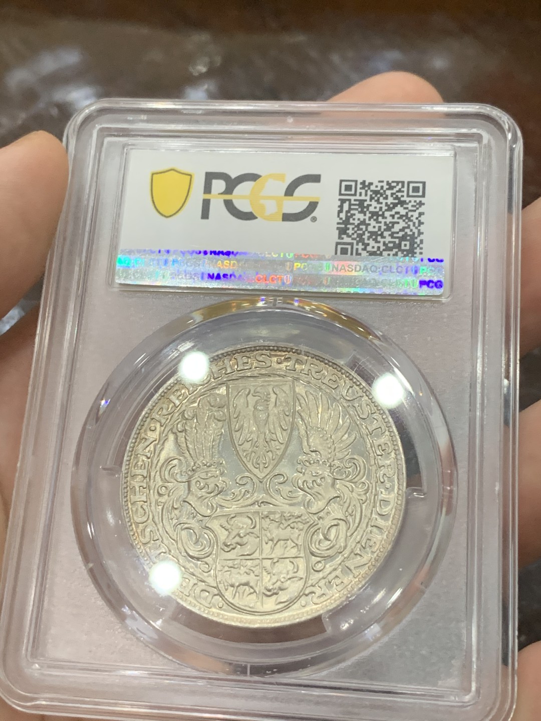 《竞宝斋》第83场-本周日，周一2场连拍（全场不限金额包邮） PCGS SP64 德国1927年兴登堡80大寿银章，让人爱不释手的彩色包浆，高分好状态，收藏佳品