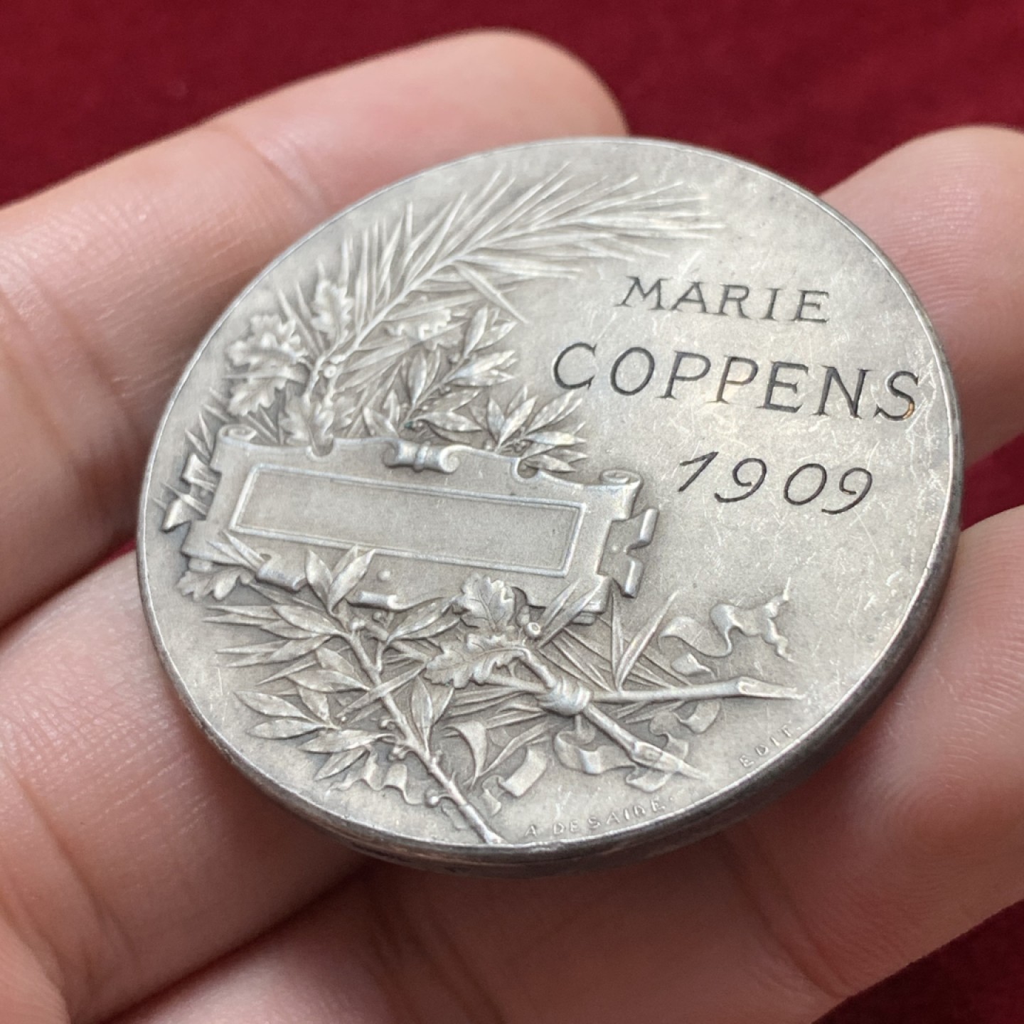 《竞宝斋》第83场-本周日，周一2场连拍（全场不限金额包邮） 法国 罗蒂 1909年 镀银铜章 41.8mm 32.8克 细节非常好