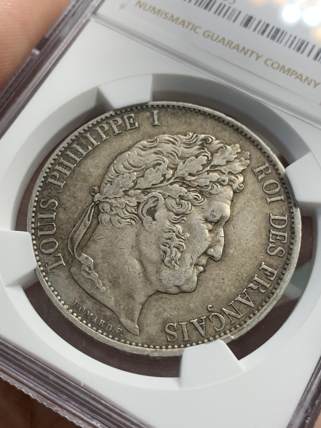《竞宝斋》第83场-本周日，周一2场连拍（全场不限金额包邮） NGC-XF45 法国1844-W年 菲利普一世 5法郎大银币 细节清晰 传世老包浆