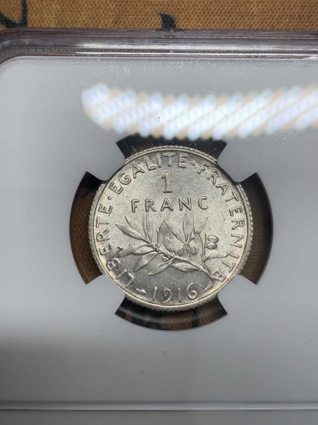 《竞宝斋》第83场-本周日，周一2场连拍（全场不限金额包邮） NGC-MS64 法国1916年 播种女神 1法郎银币 顶级原光好品