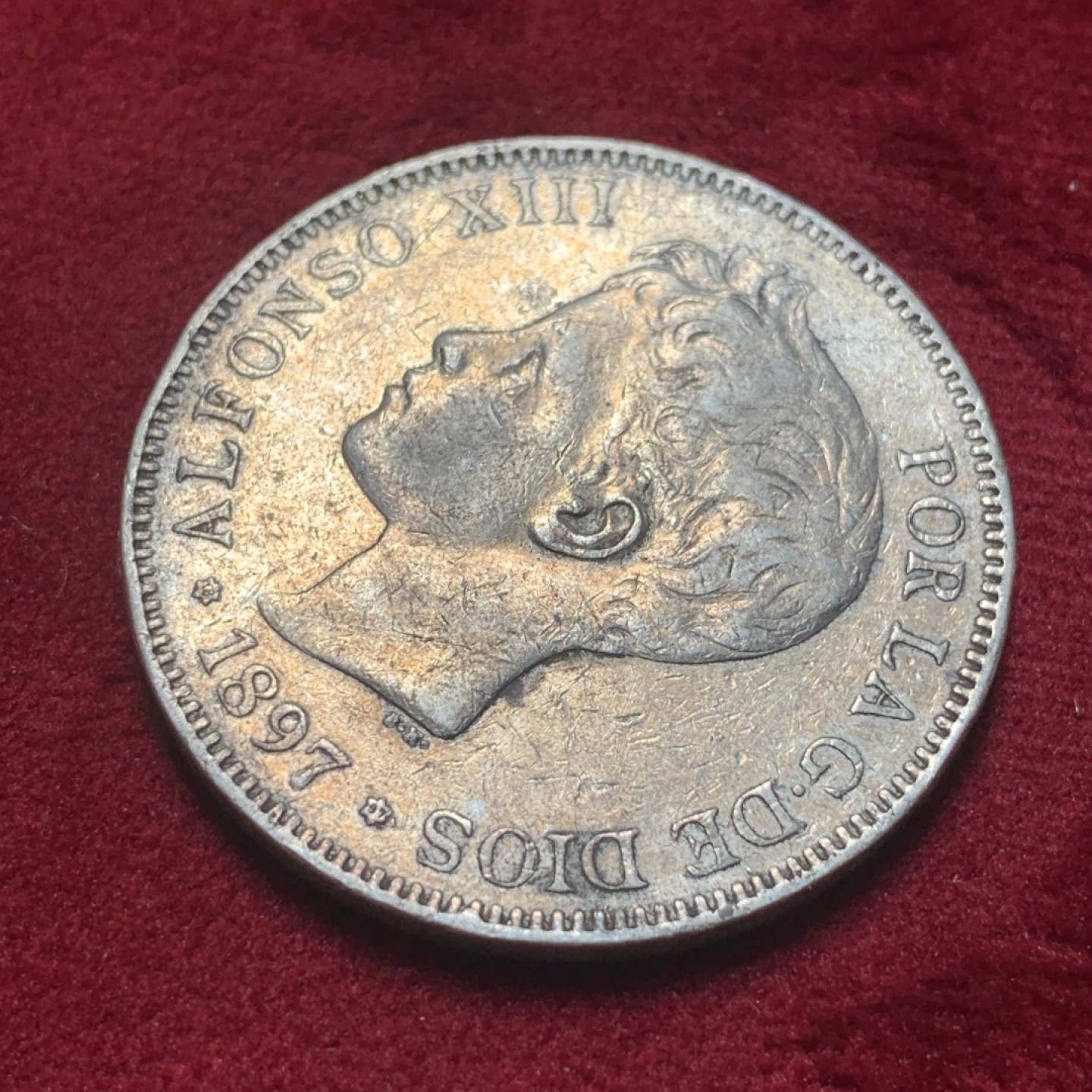 《竞宝斋》第83场-本周日，周一2场连拍（全场不限金额包邮） 1897年 西班牙 5比塞塔 银币