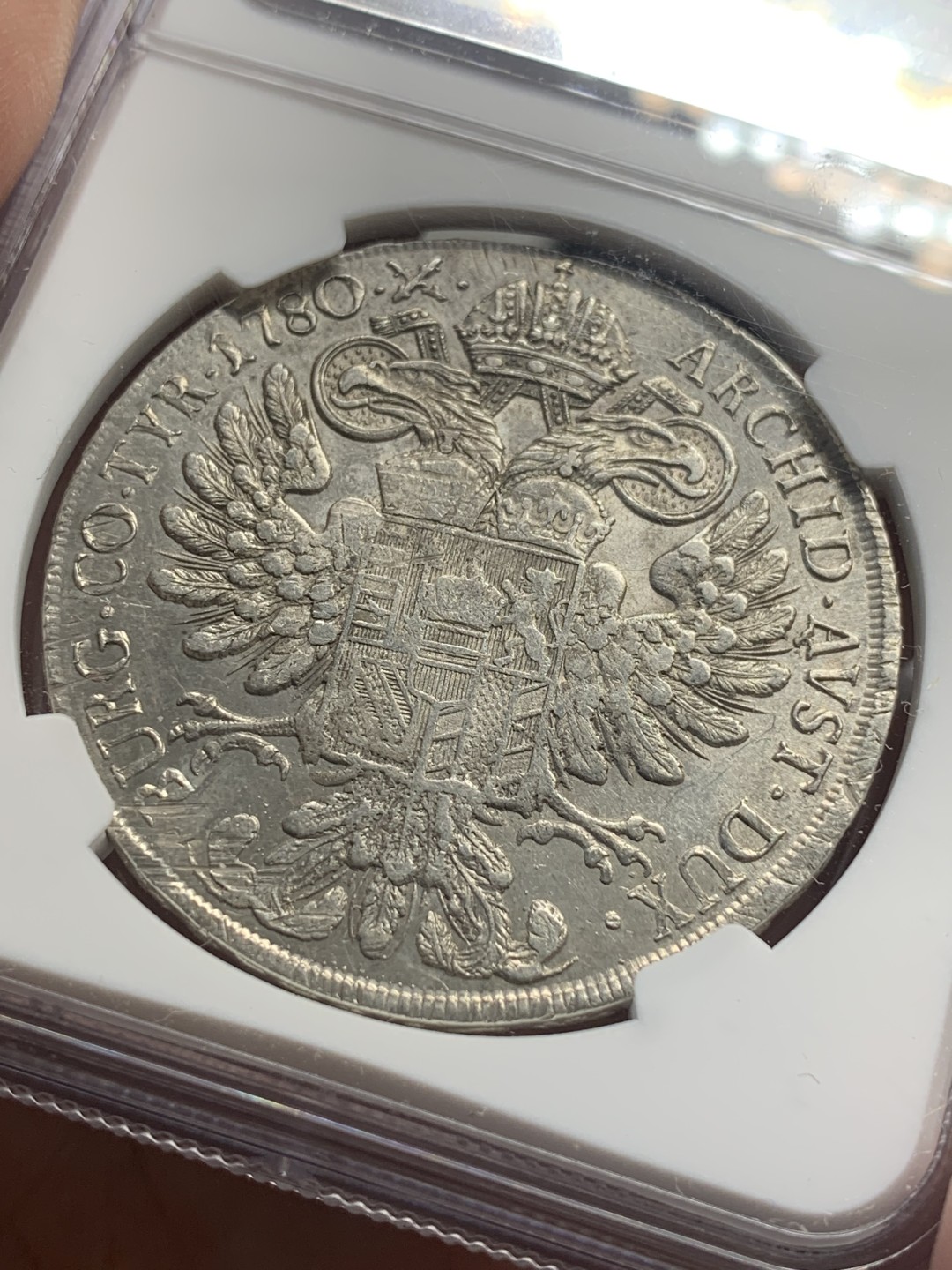 《竞宝斋》第83场-本周日，周一2场连拍（全场不限金额包邮） NGC-AUD 奥地利“1780年”特蕾莎1泰勒银币 早期后铸