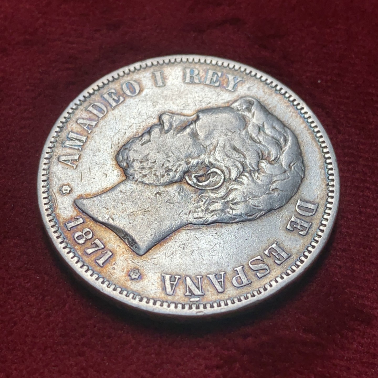 《竞宝斋》第83场-本周日，周一2场连拍（全场不限金额包邮） 1871年 西班牙 5比塞塔 银币