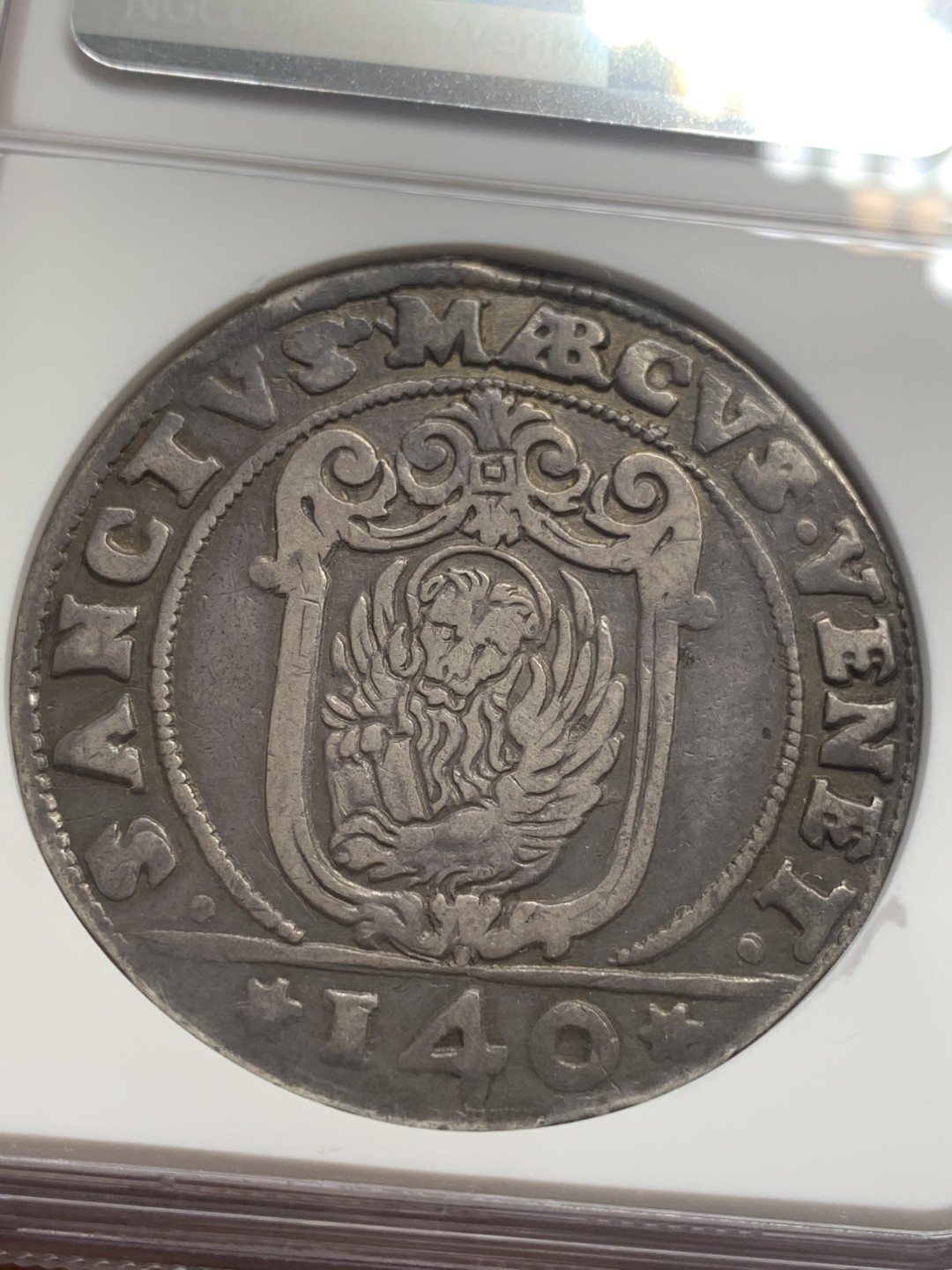 《竞宝斋》第83场-本周日，周一2场连拍（全场不限金额包邮） NGC-VF 意大利1641年 威尼斯1斯库多 十字大银币 原味老包浆 非常稀少的品种