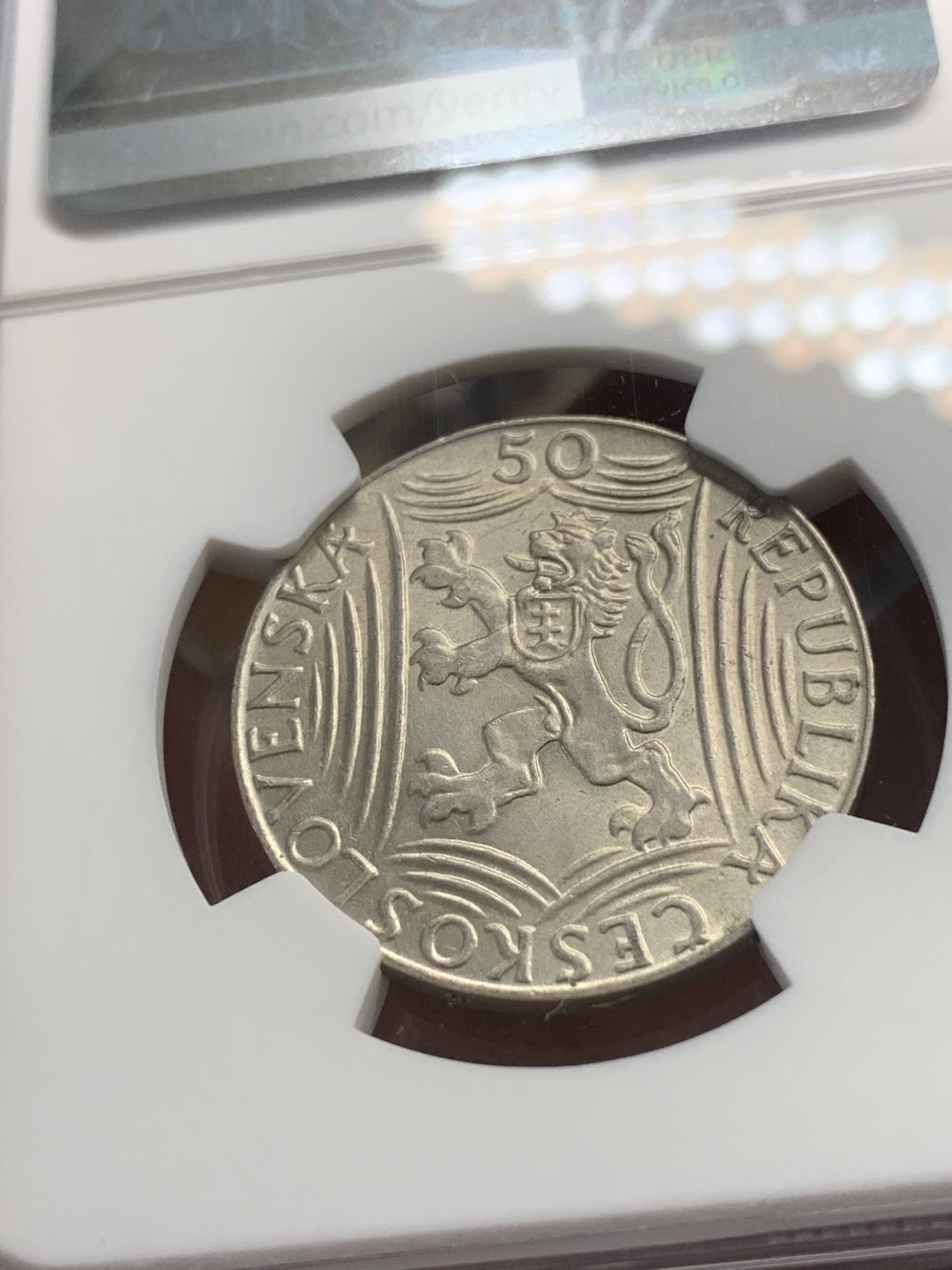 《竞宝斋》第83场-本周日，周一2场连拍（全场不限金额包邮） NGC-MS63 捷克1949年 斯大林50克朗银币 稀少品种手里最后一枚 其实50比100少很多