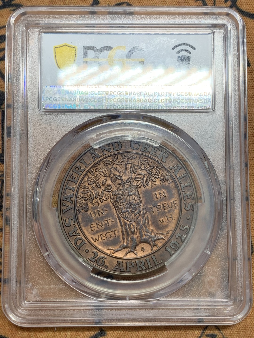 《竞宝斋》第83场-本周日，周一2场连拍（全场不限金额包邮） PCGS-SP63 德国 1930年 兴登堡 橡树铜样章 冠军分 稀少品种 仅两枚冠军分的一枚