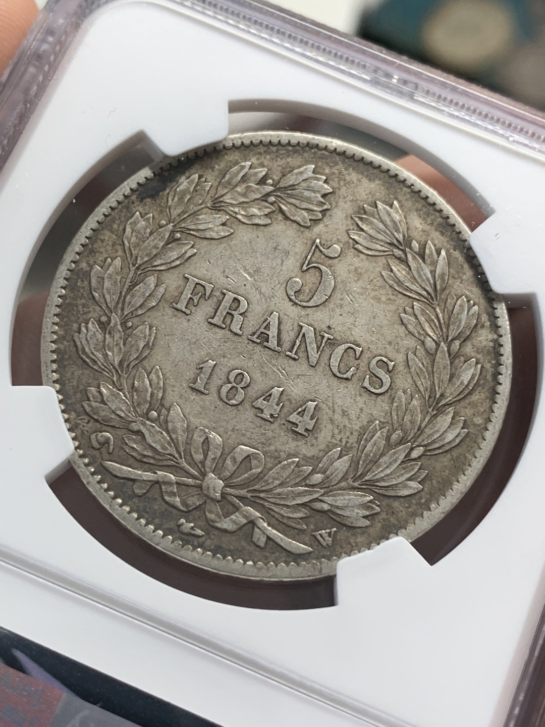 《竞宝斋》第83场-本周日，周一2场连拍（全场不限金额包邮） NGC-XF45 法国1844-W年 菲利普一世 5法郎大银币 细节清晰 传世老包浆