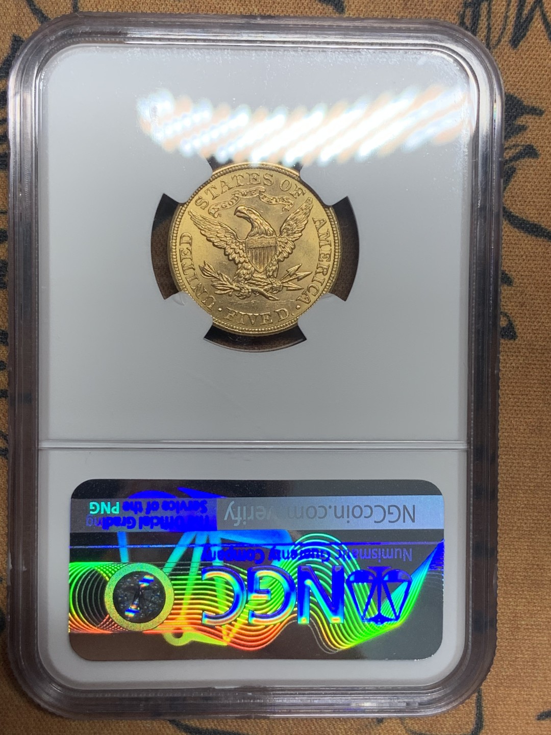 《竞宝斋》第83场-本周日，周一2场连拍（全场不限金额包邮） NGC-MS63 美国1908年 自由女神像 5美元金币 顶级分数 非常难得