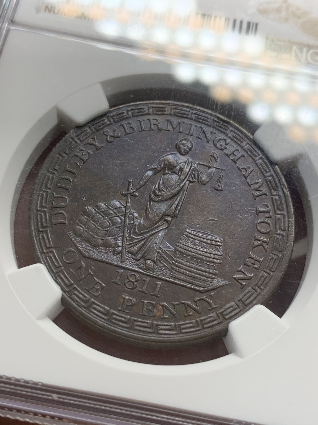 《竞宝斋》第83场-本周日，周一2场连拍（全场不限金额包邮） NGC MS62 1811年 英国伯明翰1便士TOKEN代用币 不是常见的半便士代用币，这个是1便士。