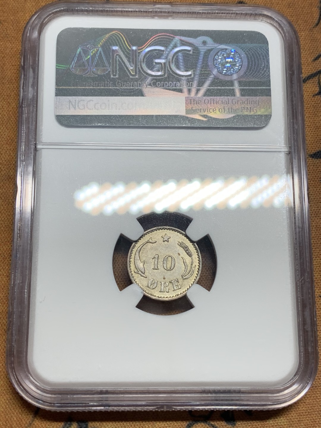 《竞宝斋》第83场-本周日，周一2场连拍（全场不限金额包邮） NGC AU55 1905年 丹麦 10欧尔银币 北欧早期少见