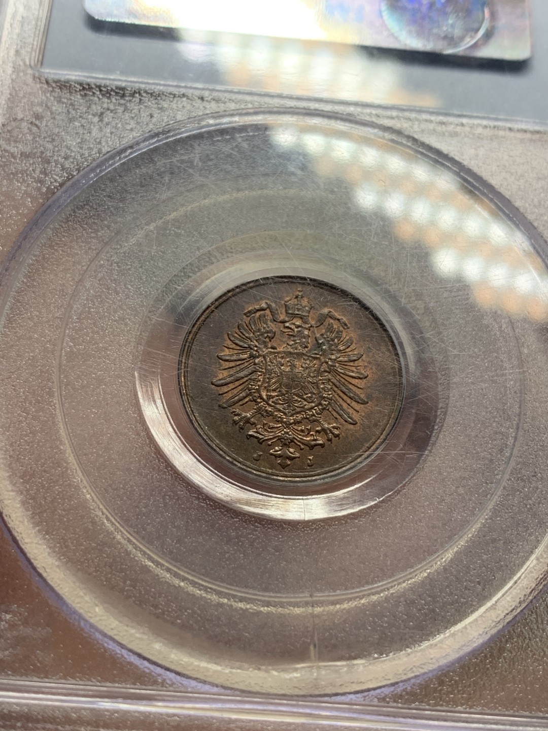 《竞宝斋》第84场-本周日，周一2场连拍（全场不限金额包邮） PCGS-MS64德国 1888年 1芬尼 三皇年短翅芬尼 铜币 短翅辅币流通充分 又是热门三皇年 64品相难得