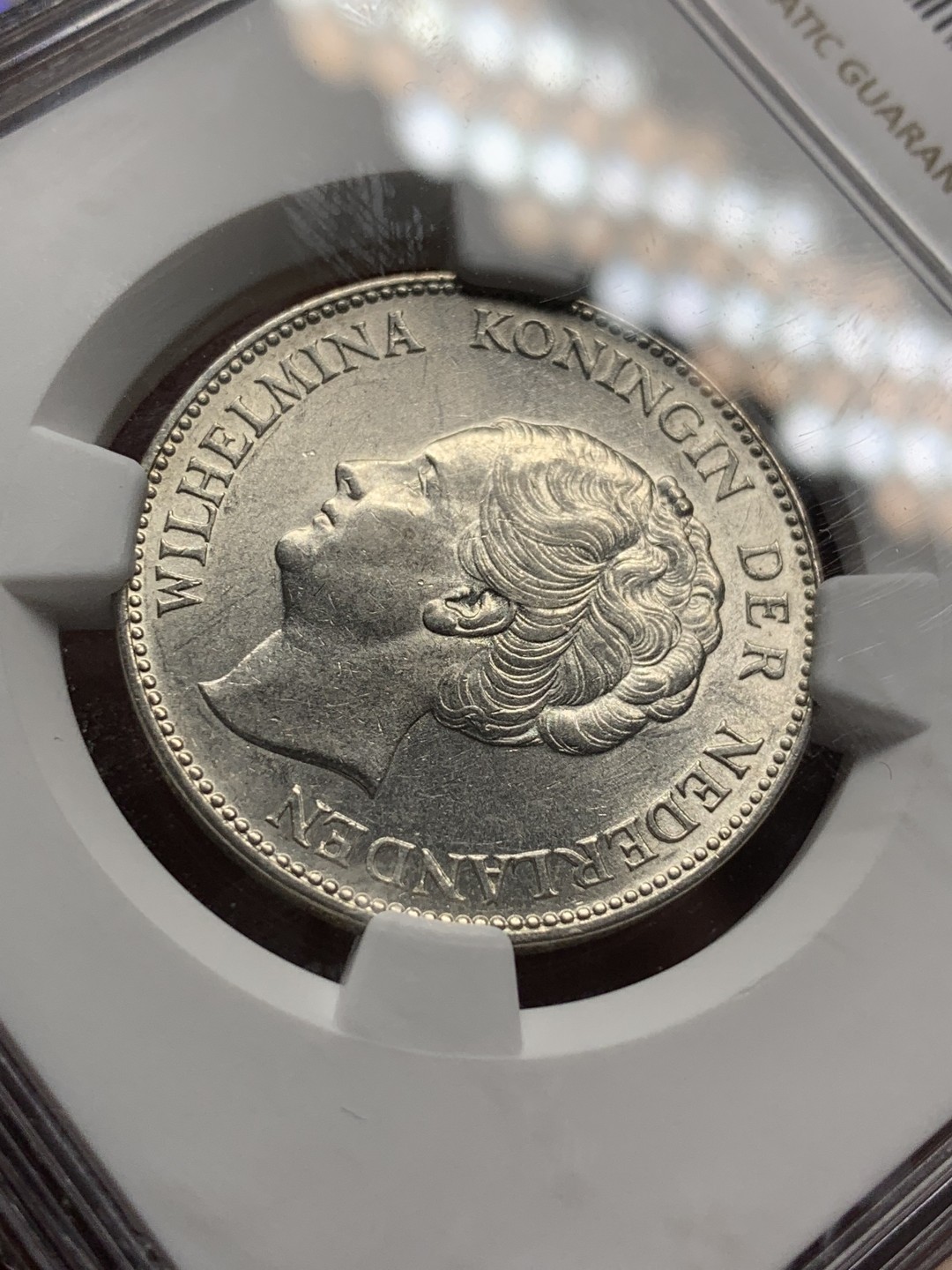 《竞宝斋》第84场-本周日，周一2场连拍（全场不限金额包邮） NGC-MS62 荷兰   1940年 1盾 威廉米娜女王 标准车轮光