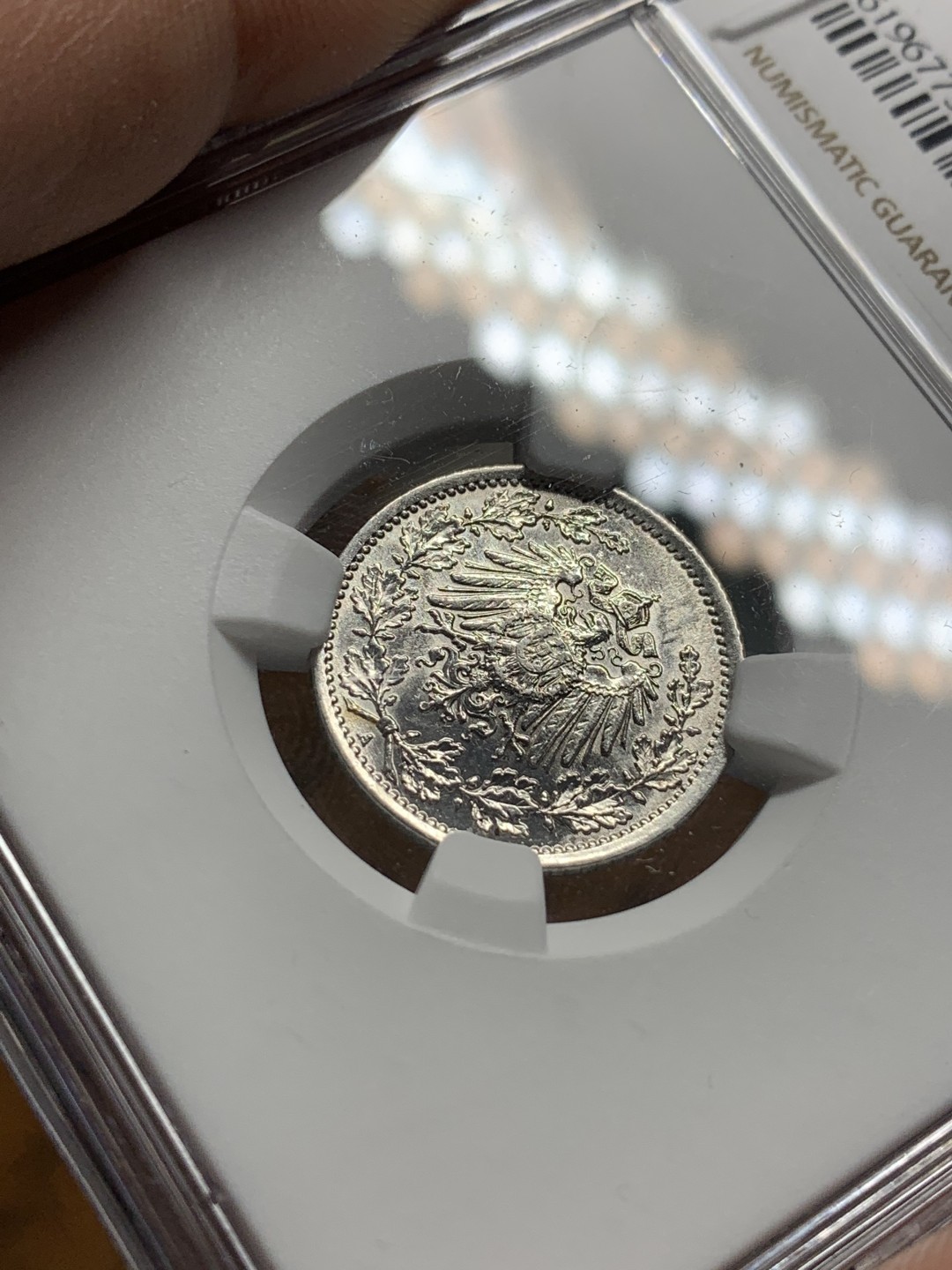 《竞宝斋》第84场-本周日，周一2场连拍（全场不限金额包邮） NGC-MS62 德国1917年A版1/2马克。一战时期。少见年份。