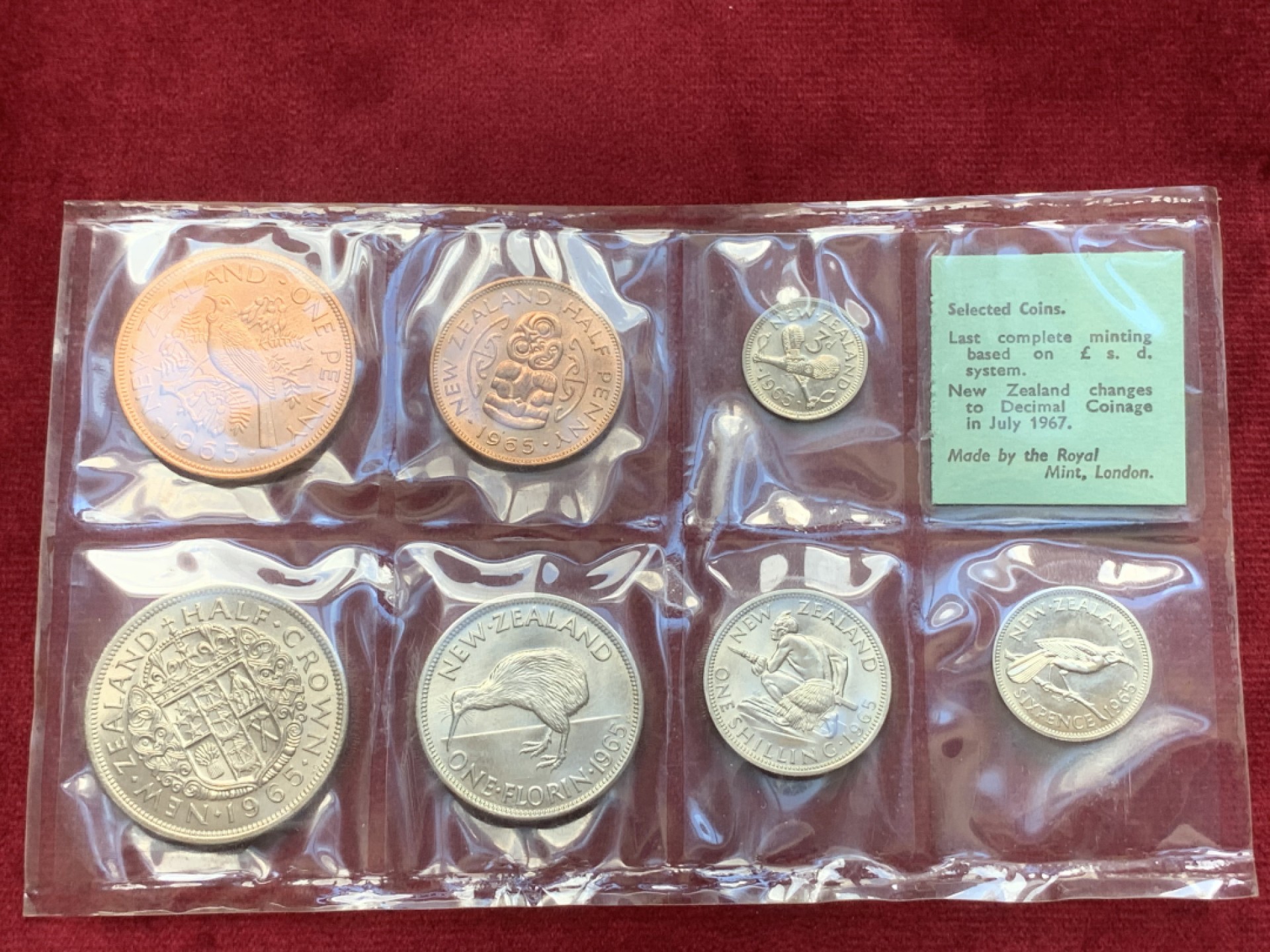 《竞宝斋》第84场-本周日，周一2场连拍（全场不限金额包邮） 1965年新西兰原封套币 最后的12进制套币 可评级品相