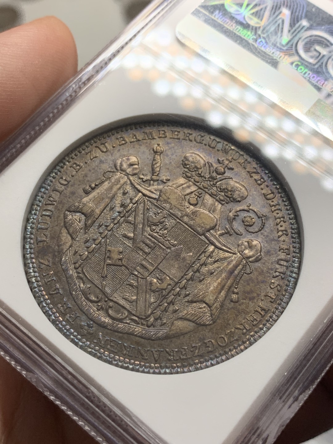 《竞宝斋》第84场-本周日，周一2场连拍（全场不限金额包邮） NGC-AU  德国 1795年 班贝格1泰勒，银币，近期外拍裸币都疯涨的品种 比较少见