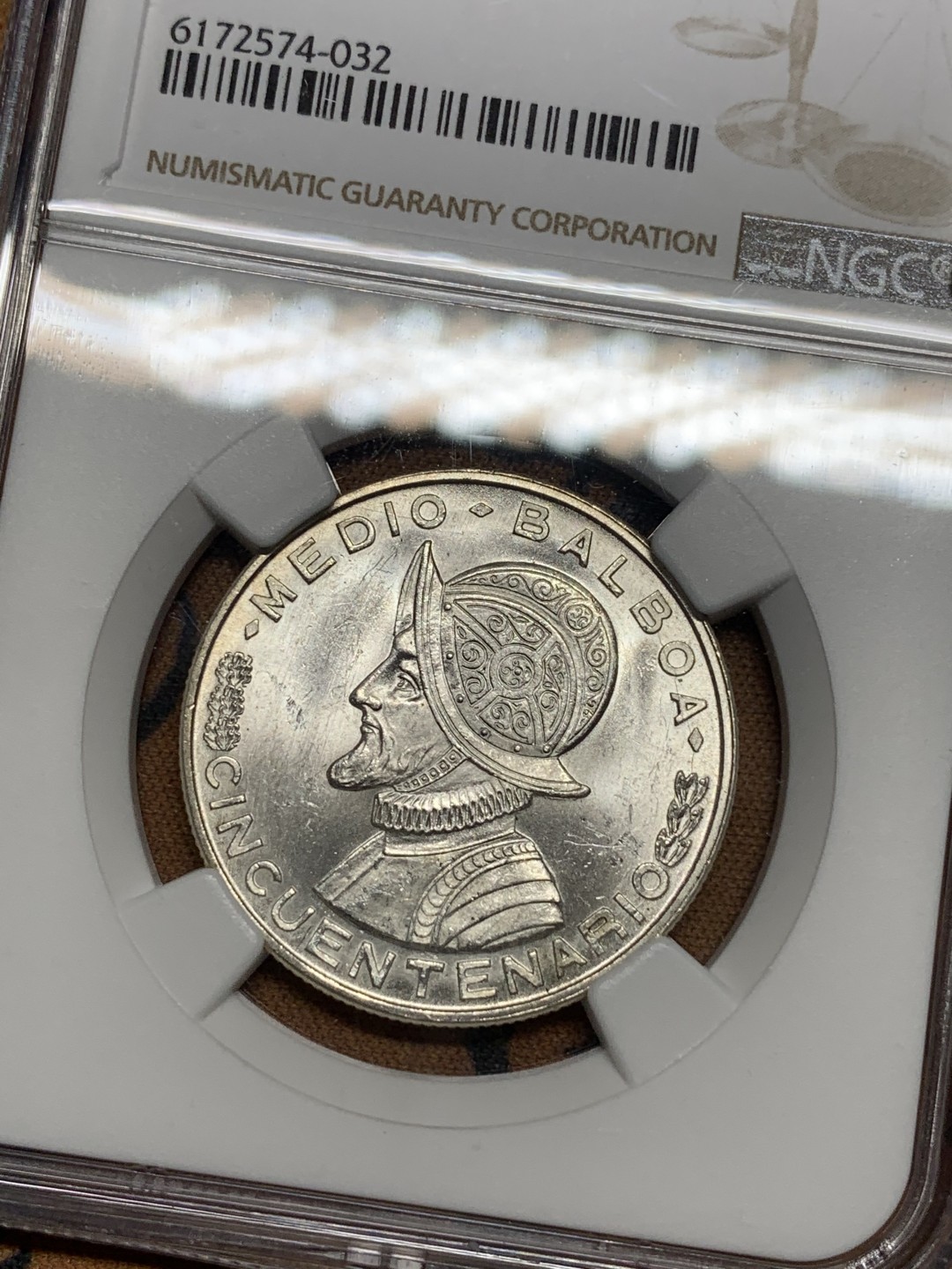 《竞宝斋》第84场-本周日，周一2场连拍（全场不限金额包邮） NGC-MS63 巴拿马1953年1/2B银币。少见年份。品相十分精美。