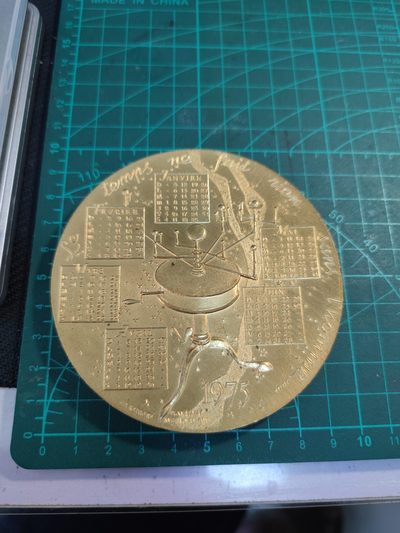 gush小明220811 法国1975日历镀金大铜章 一些小锈斑和小磕碰
