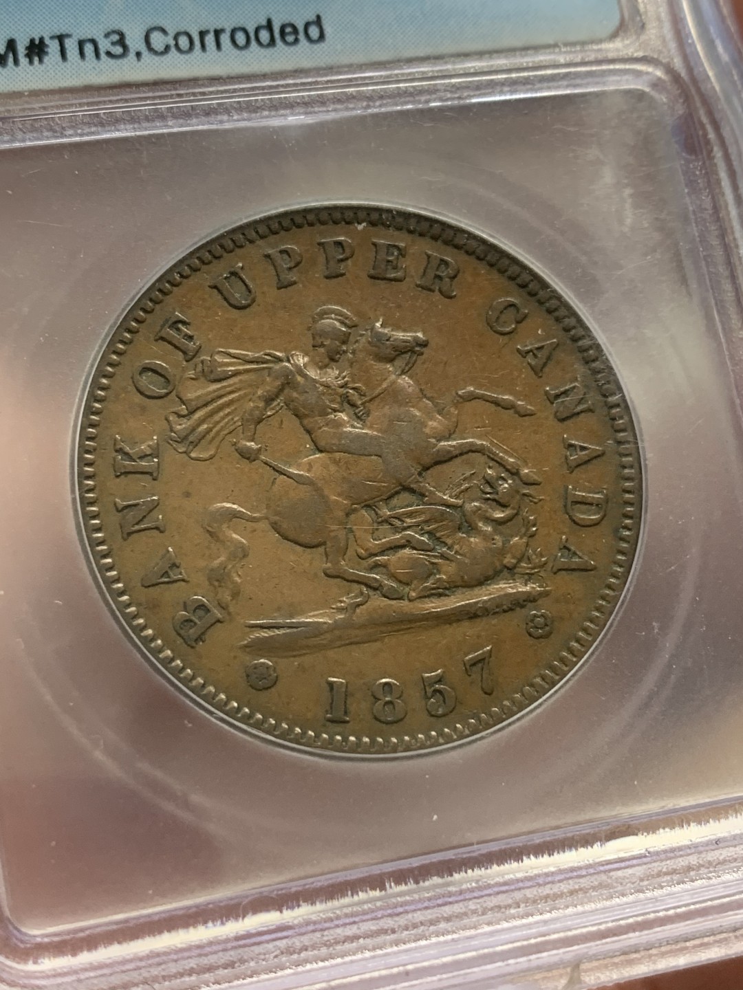 《竞宝斋》第84场-本周日，周一2场连拍（全场不限金额包邮） ICG AU53 加拿大 1857年 1便士 大铜币 TOKEN 代币